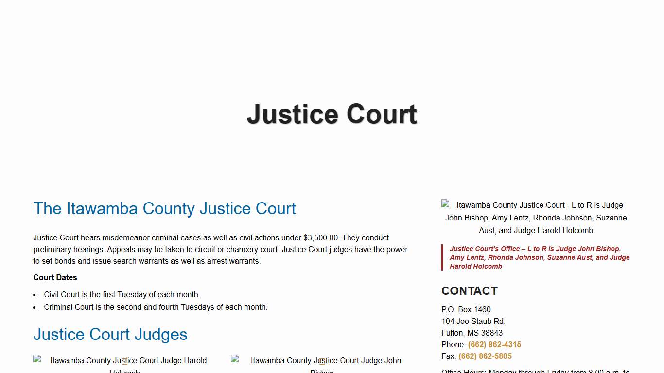 Justice Court Itawamba County, MS